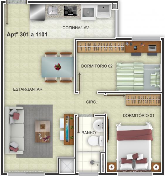 Apartamento, 2 quartos, 51 m² - Foto 3